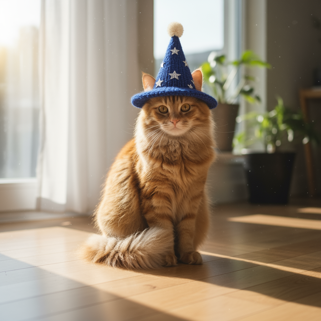 Cat with wizard hat