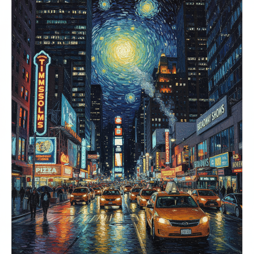 City street in Van Gogh style